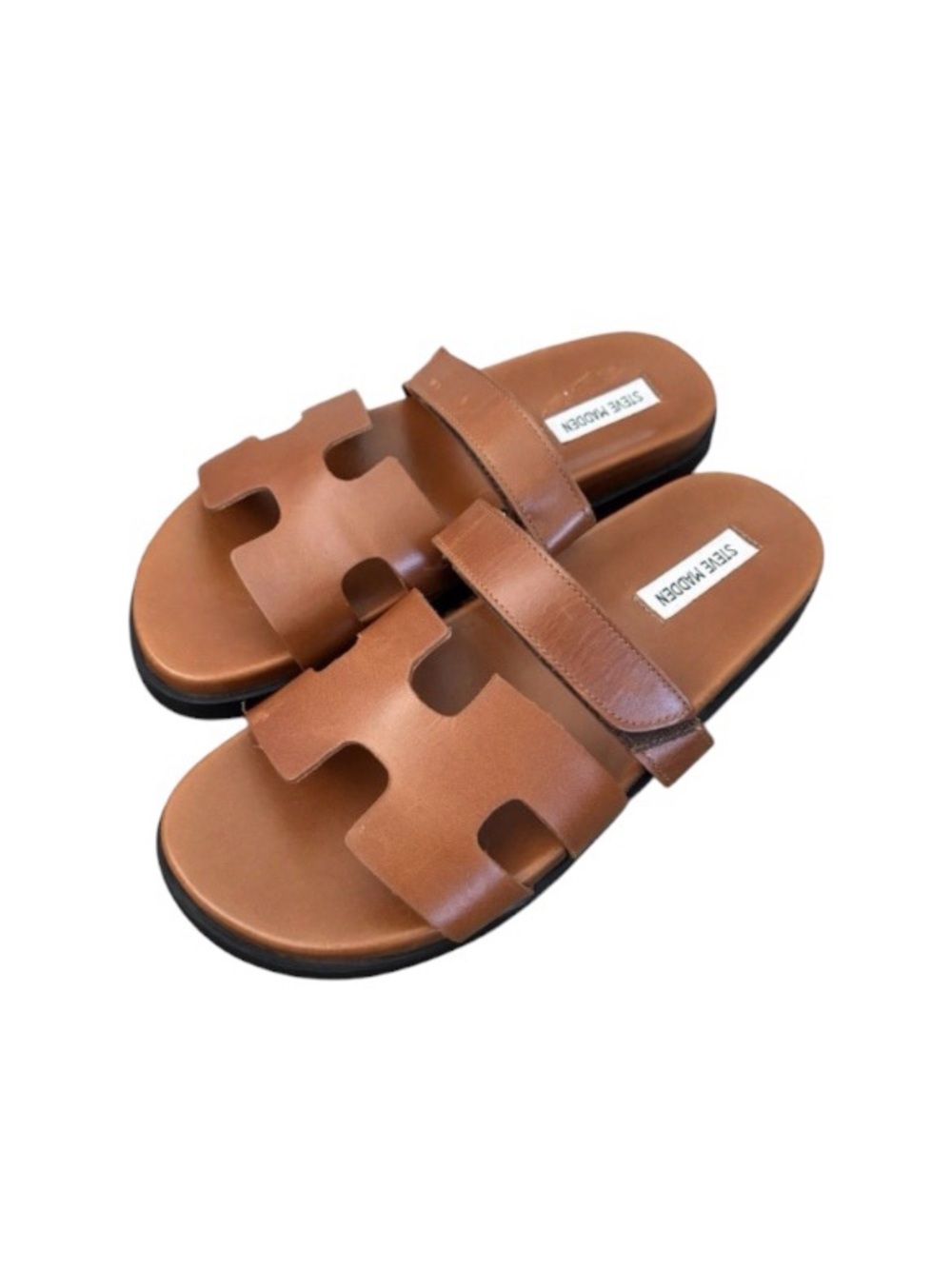 Steve Madden Mayven Sandal Camel Tan Leather Flat Slide Womans 10M